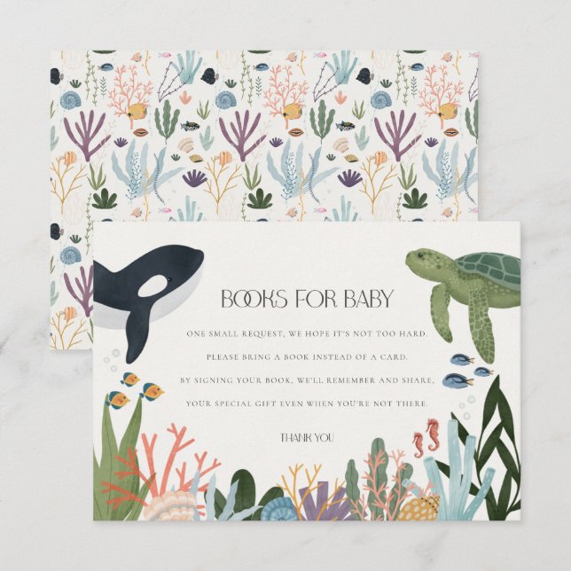 Sous la mer Livres pour bébé Invitation Insertion (Devant / Derrière)