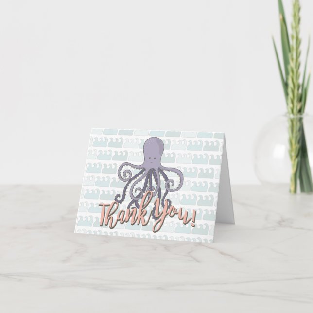 Sous la mer Octopus Merci carte de note (Devant)