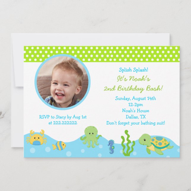 Sous la mer, photo Invitations d'anniversaire (Devant)