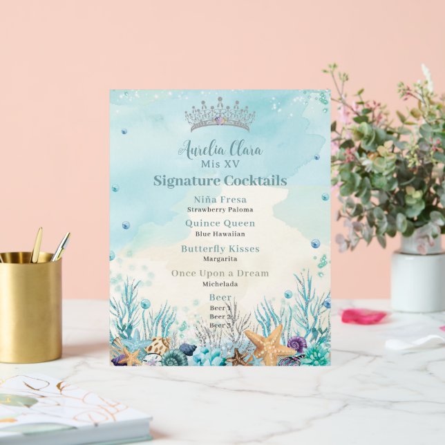 Sous la mer Quinceanera Cocktails Bar Menu (Mariage)