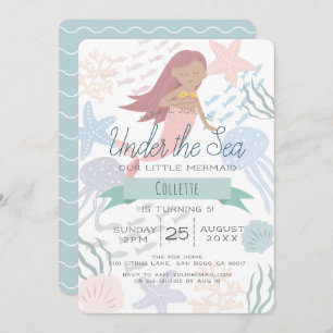 Sous la mer Sirène mer vert Invitation d'anniversa