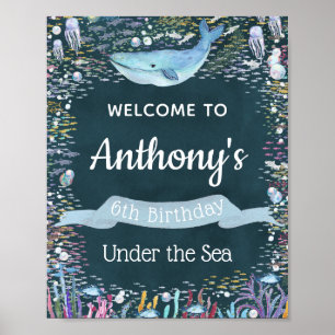 Sous la mer Tout âge Affiche de bienvenue d'annive