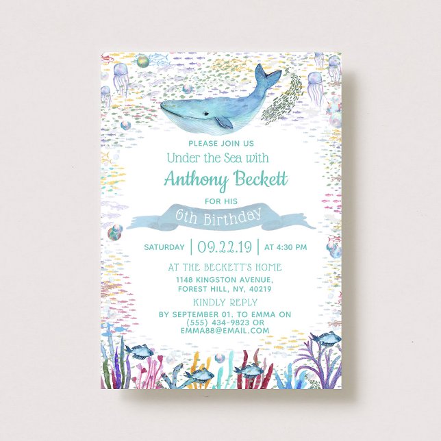 Sous la mer Tout âge Anniversaire Invitations (Créateur téléchargé)