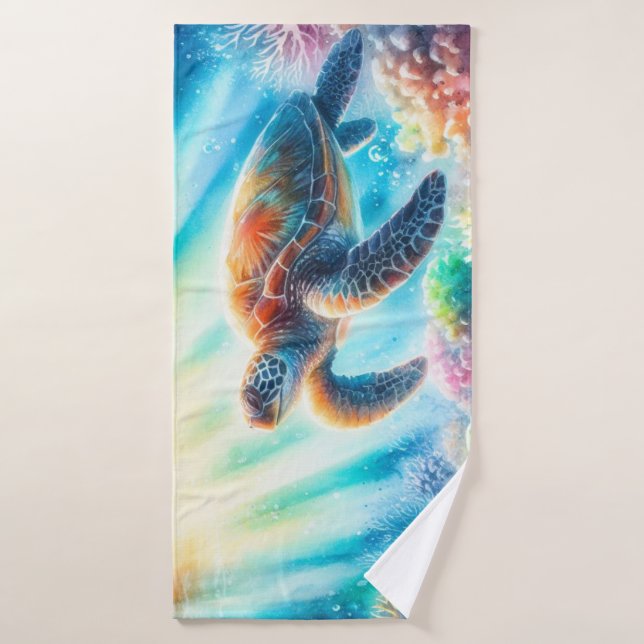 Sous la tortue de mer (Serviette de bain)