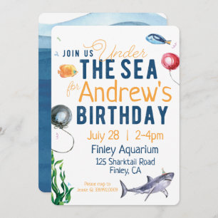 Sous l'aquarelle de la mer Invitation d'anniversai