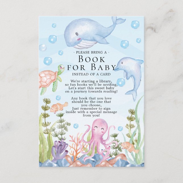 Sous le Baby shower de mer Livre pour la carte béb (Devant)