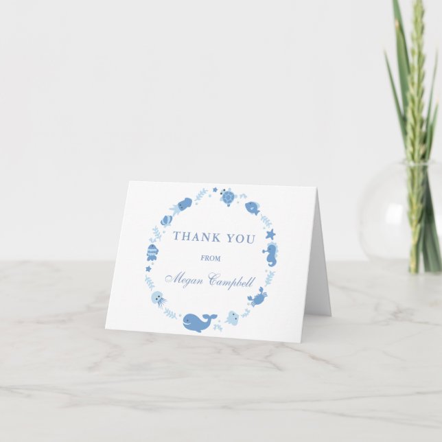 Sous le Baby shower marin Merci Cartes de notes (Devant)