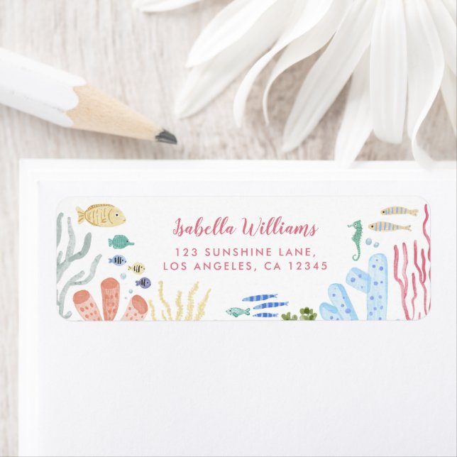 Sous le Baby shower Sea Girl Adresse de retour (En situation)