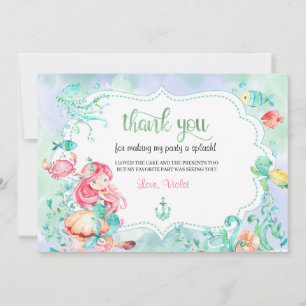 Sous le Carte de remerciements de sirène de mer