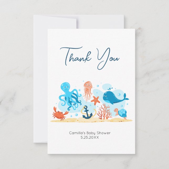 Sous le Carte de remerciements du Baby shower mari (Devant)