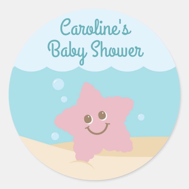 Sous le Sticker rond Baby shower de mer bleu-vert (Devant)