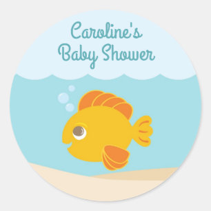 Sous le Sticker rond Baby shower de mer bleu-vert