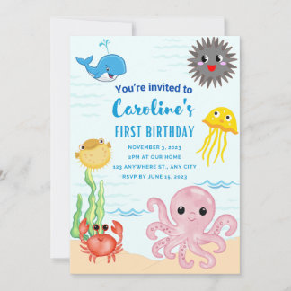 Sous le thème de la mer 1ère invitation anniversai