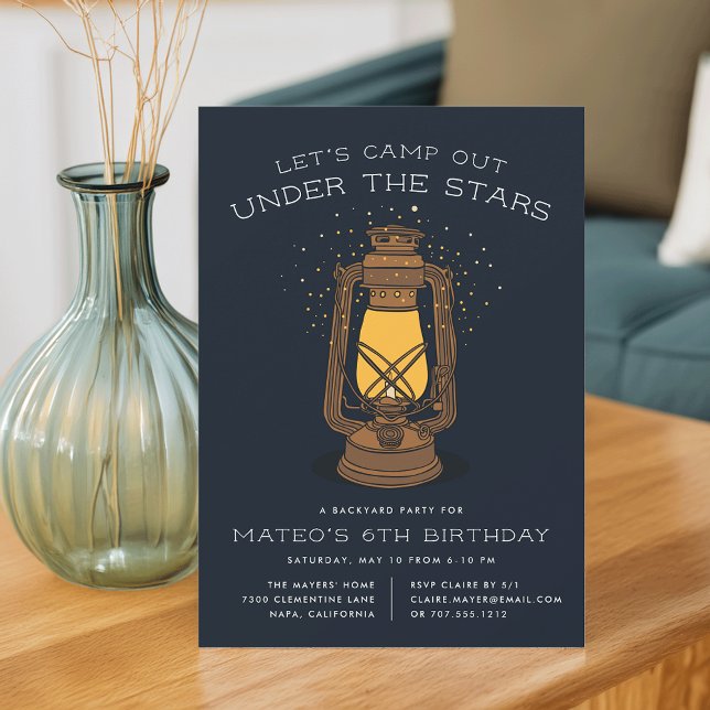 Sous les étoiles | Camping Invitation de fête d'an (Créateur téléchargé)