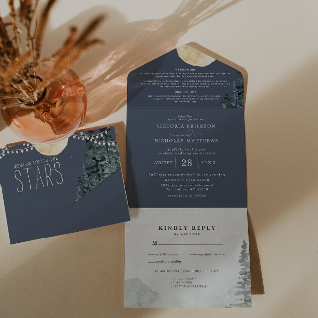 Sous les étoiles | Invitation de mariage tout en u (Créateur téléchargé)