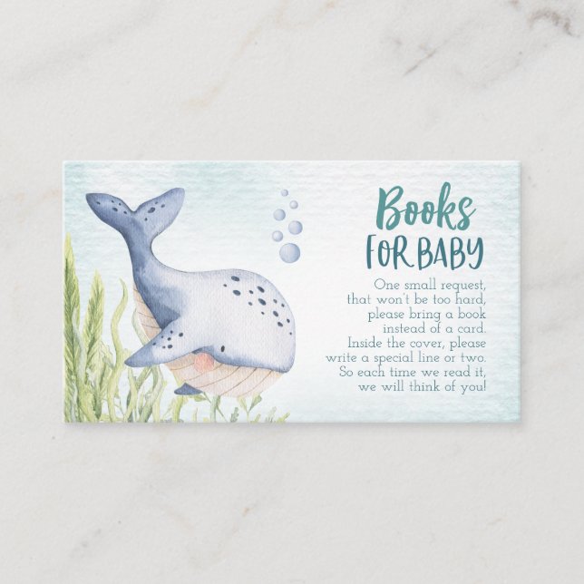 Sous les livres de la mer pour carte de Baby showe (Devant)