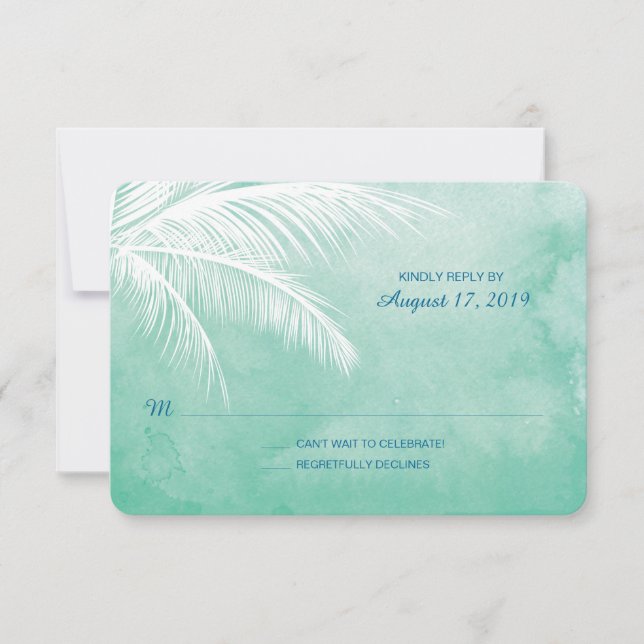 Sous les palmiers | Réponse au mariage à l'aquarel (Devant)