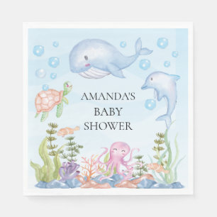 Sous les serviettes en papier Baby shower de mer