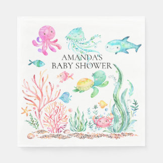 Sous les serviettes en papier Baby shower de mer