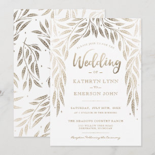 Sous les Willows Faire-part de mariage Faux Gold