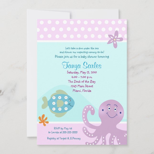 Sous l'océan marin Invitation Baby shower 5x7 (Devant)