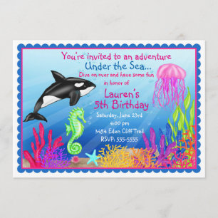 Sous l'océan Océan invitations d'anniversaire