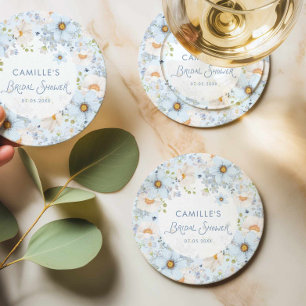 Sous-verre de boisson de douche de mariage floral 