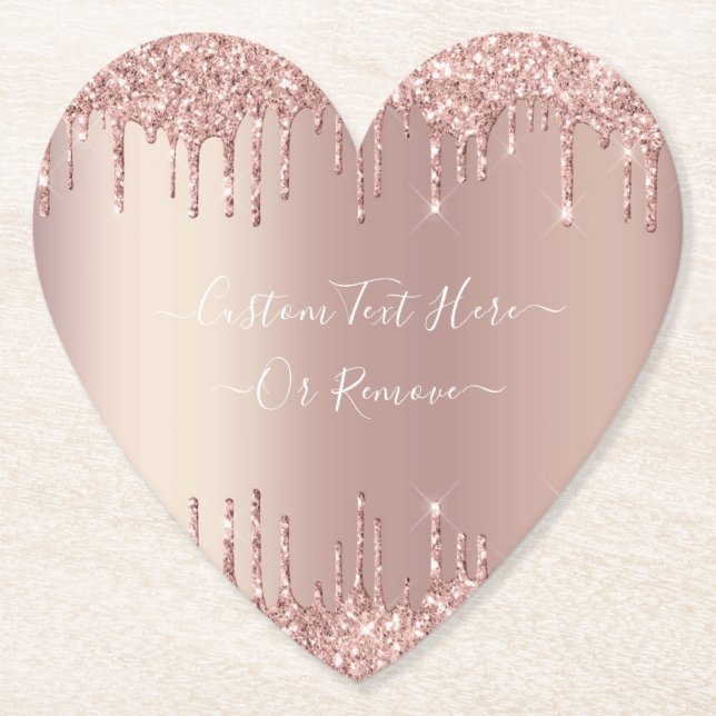 Sous-verre en paillettes de rose gold avec texte p (Devant)