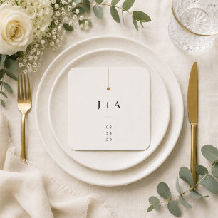 Sous-verre en papier à monogramme de mariage minim