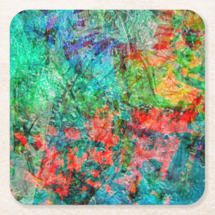 Sous-verre en papier abstrait rouge foncé. Art ros