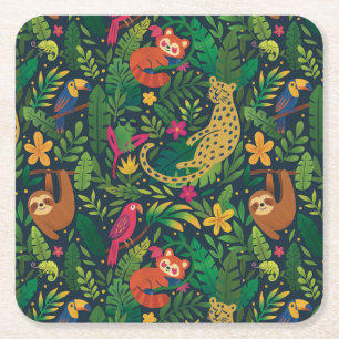 Sous-verre en papier Animaux de la Forêt Tropicale
