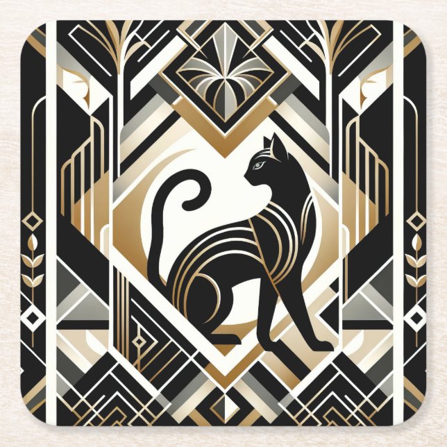 Sous-verre en papier chat décoratif abstrait moder (Devant)