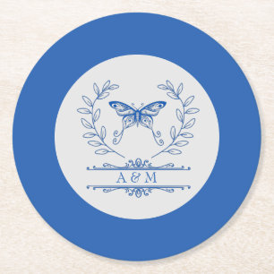 Sous-verre en papier de mariage monogrammé Papillo
