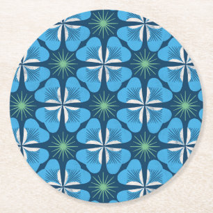 Sous-verre en papier en trèfle géométrique bleu vi