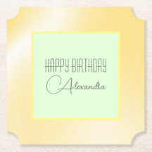 Sous-verre en papier "Joyeux Anniversaire" Citron 