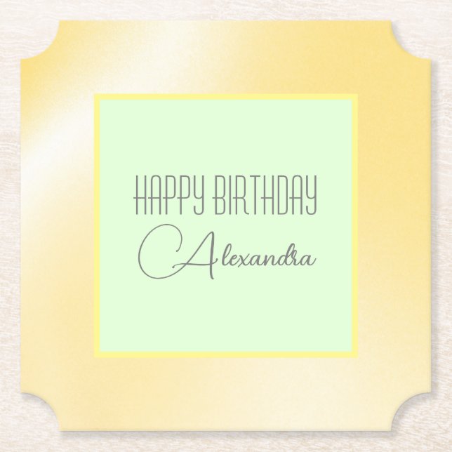 Sous-verre en papier "Joyeux Anniversaire" Citron  (Devant)