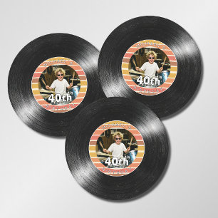 Sous-verre en papier rayé disque vinyle 40e annive
