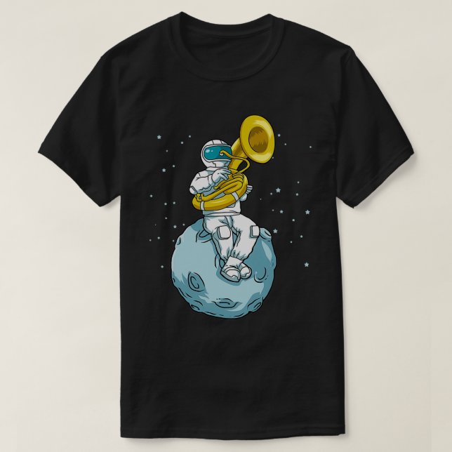 Sousaphone Marching Band Funny Astronaut Tuba Play T-Shirt (Design Front)