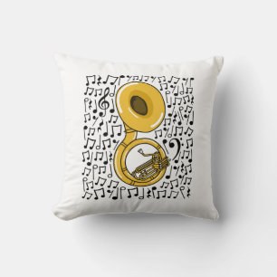 Sousaphone Musical Notes Brass Musician Throw Pillow