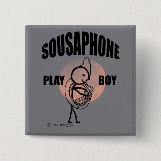 Sousaphone Play Boy 2 Inch Square Button (Front)