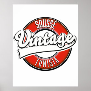 Sousse tunisia vintage style logo poster