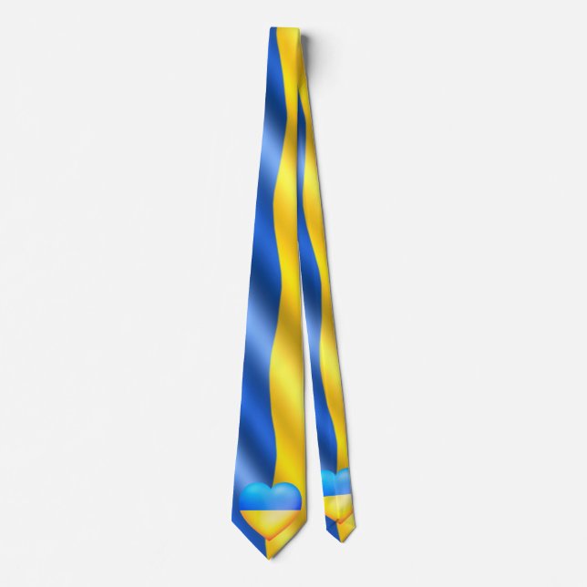 Soutenez l'Ukraine Cravate drapeau ukrainien Coeur (Devant)