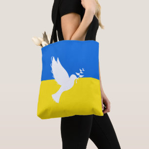 Soutenez l'Ukraine Sac fourre-tout Peace Dove drap
