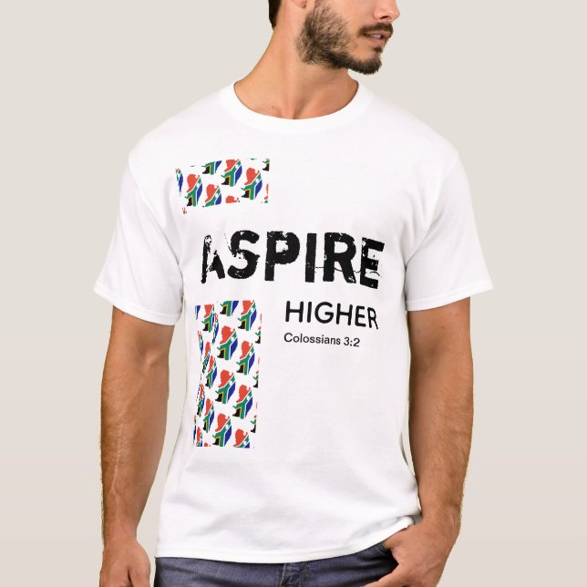 South Africa ASPIRE HIGHER Christian Scripture T-Shirt (Front)