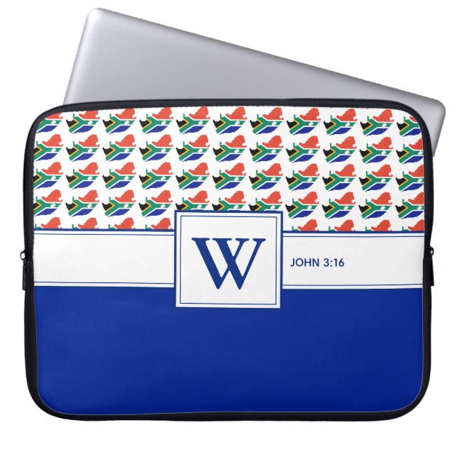 SOUTH AFRICA Bible Monogram Christian Laptop Sleeve (Front)