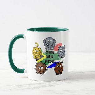 South Africa Big Five Safari Animal Cartoon Design Mug