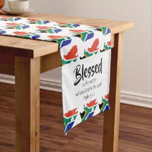 SOUTH AFRICA Blessed Nation Scripture Christian Short Table Runner