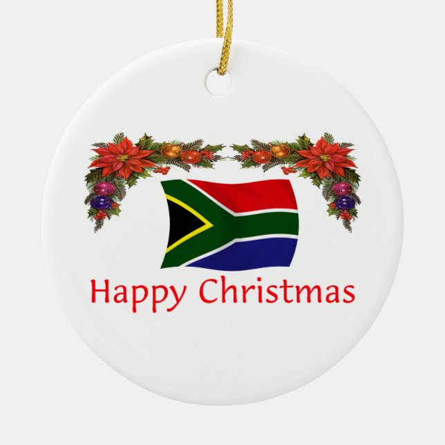 South Africa Christmas Ceramic Ornament (Front)