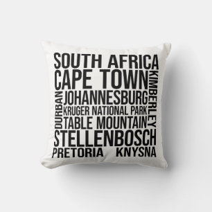 South Africa Cities Word Art - Cape Town Travel Throw Pillow