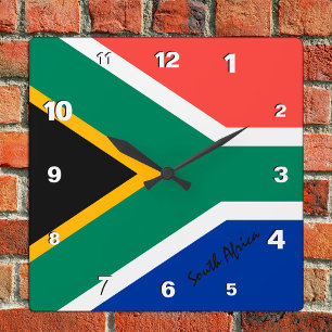 South Africa Clock, patriotic home, African Flag Square Wall Clock